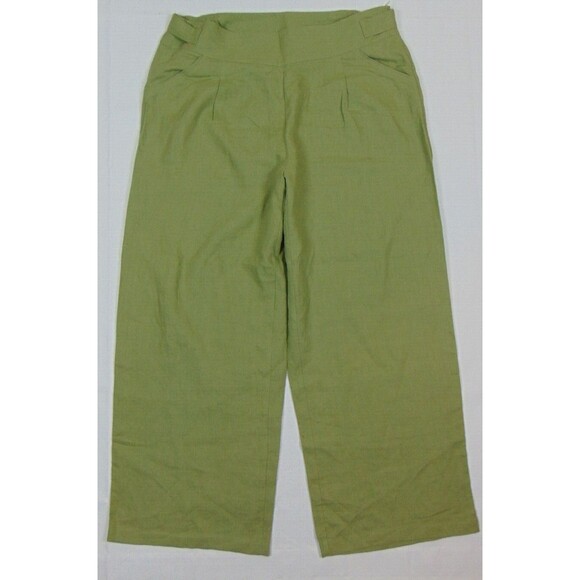 Soft Surroundings Pull on Pants Womens Plus Size 1x Green Wide Leg 100% Linen - Picture 1 of 9